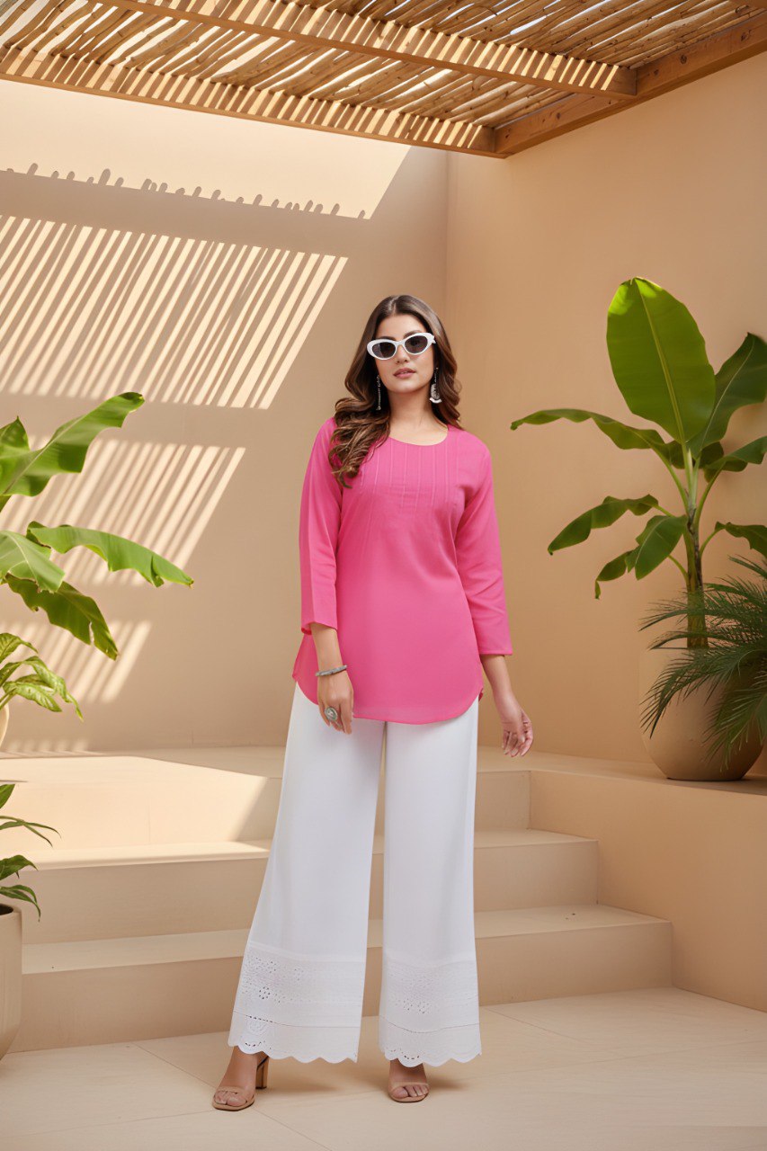 Woman Stylish Pink Cotton short tunic & kurti