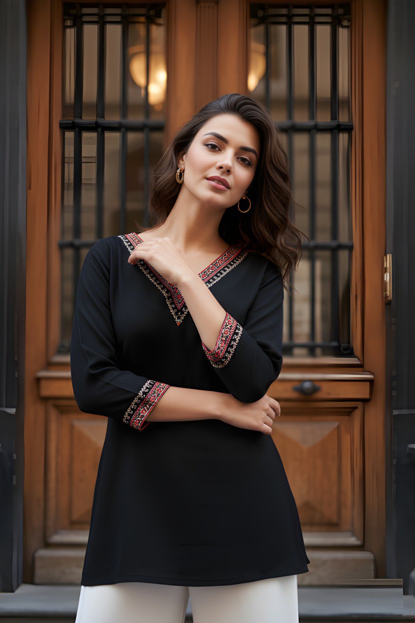 Casual Girls Black V-Neck Tunic Top