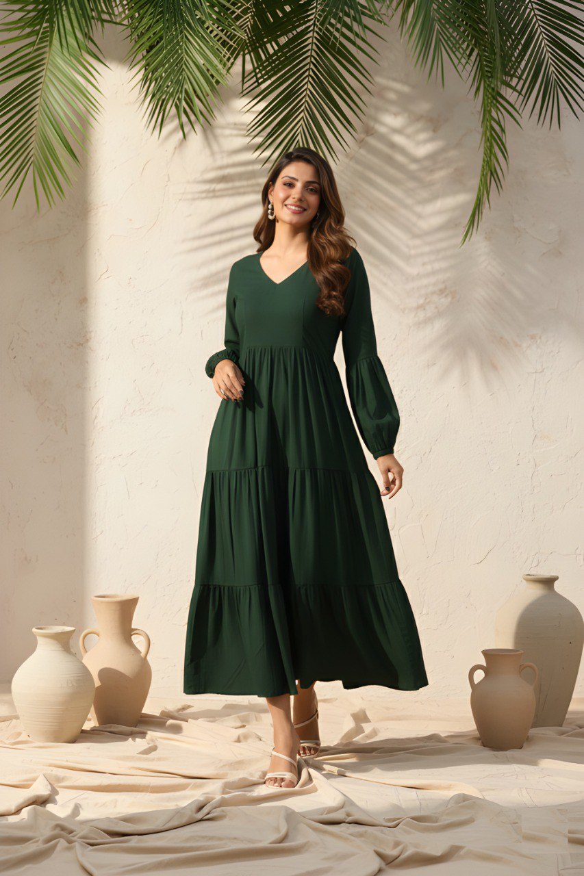 Fancy Green Delta silk flare dress