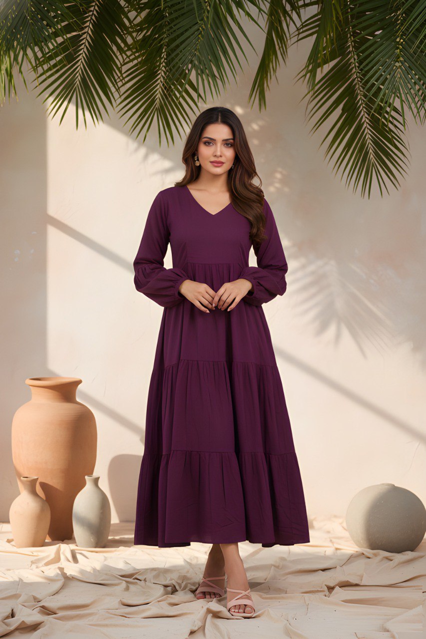 Fancy Purple Delta silk flare dress