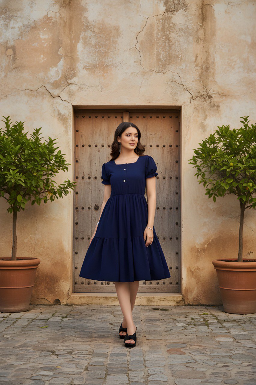 Woman Blue Fit and Flare dress