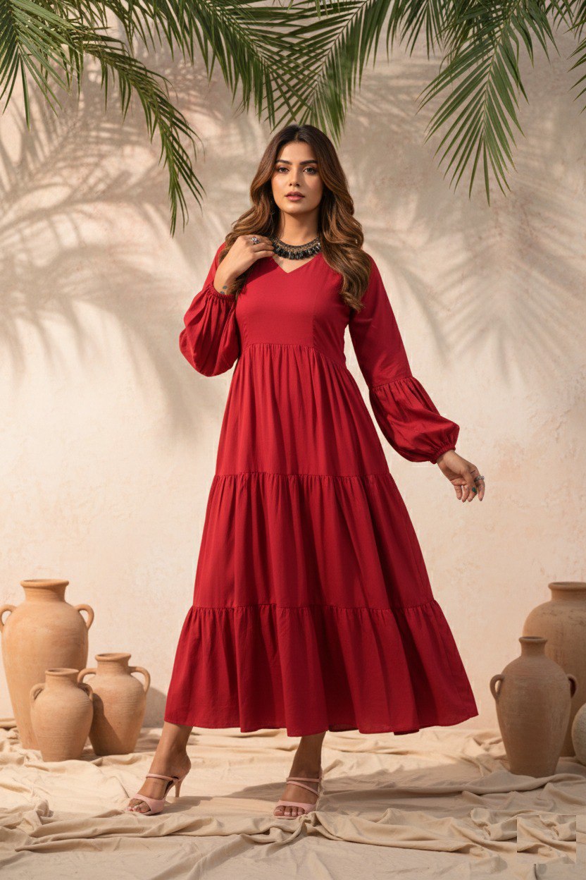 Fancy Red Delta silk flare dress