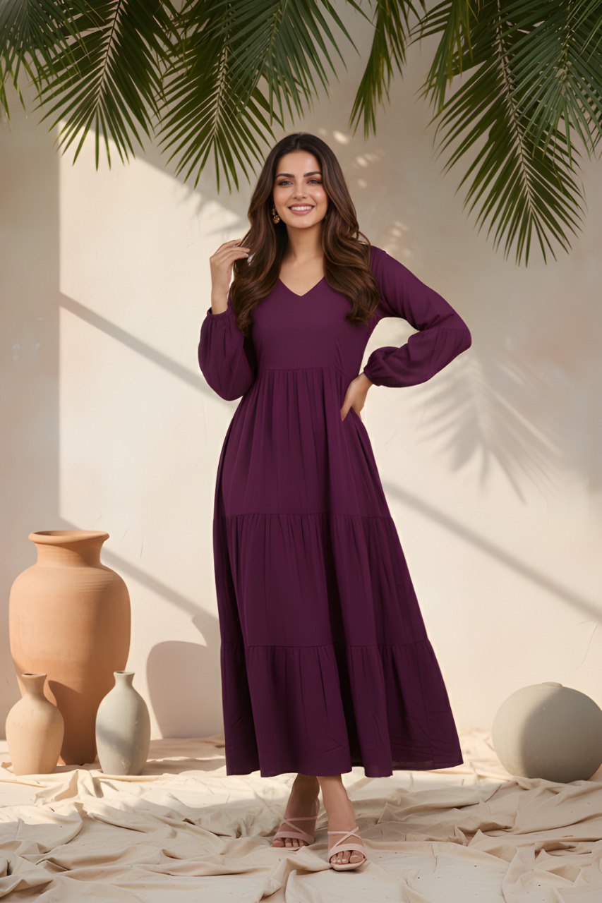 Fancy Purple Delta silk flare dress