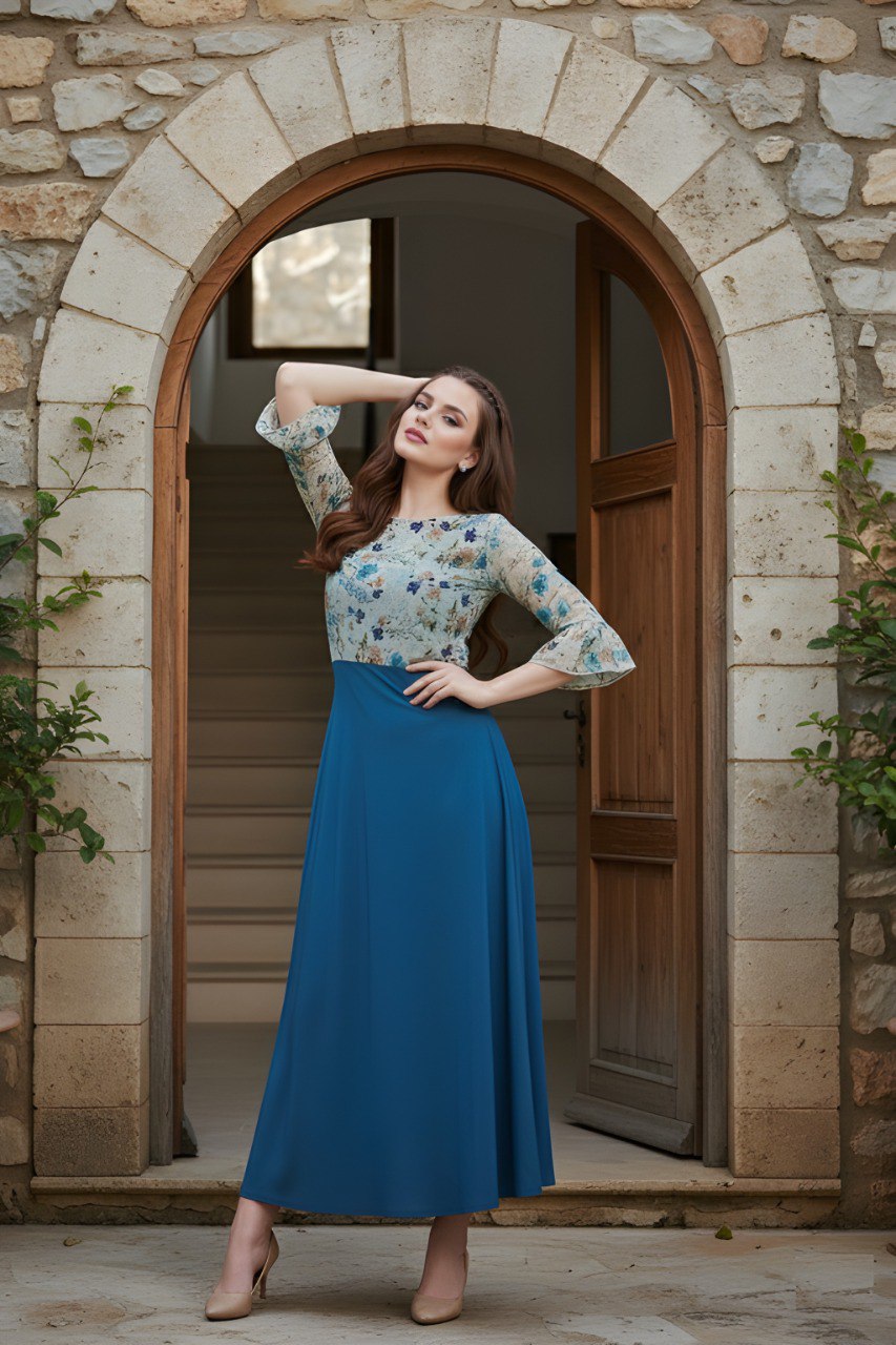 Fancy Georgette Royal Blue Printed dress