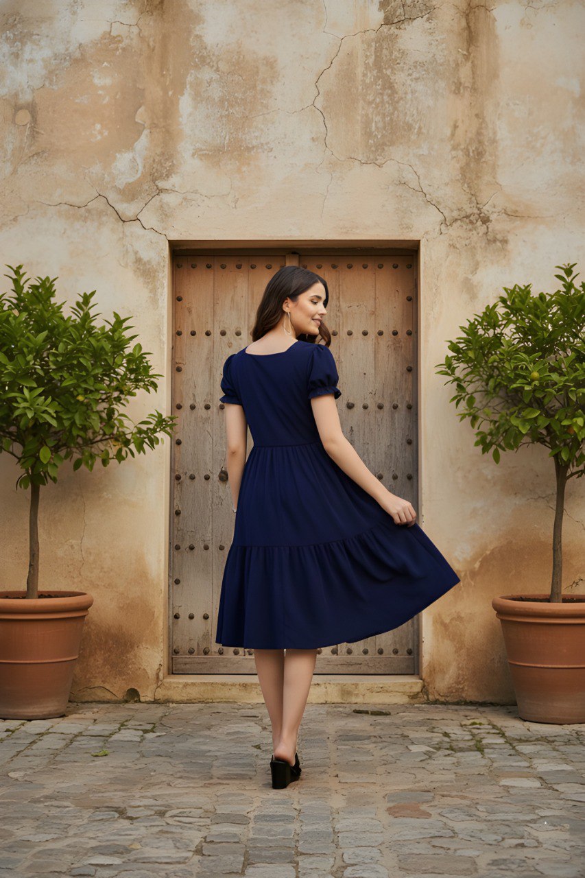 Woman Blue Fit and Flare dress