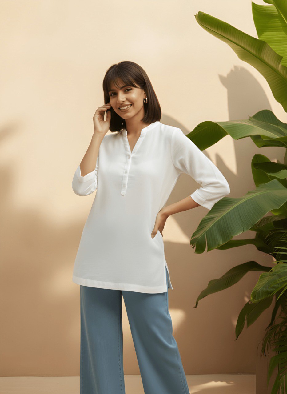 Woman Classic White fancy top & Tunic