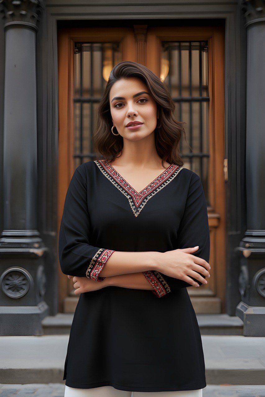 Casual Girls Black V-Neck Tunic Top