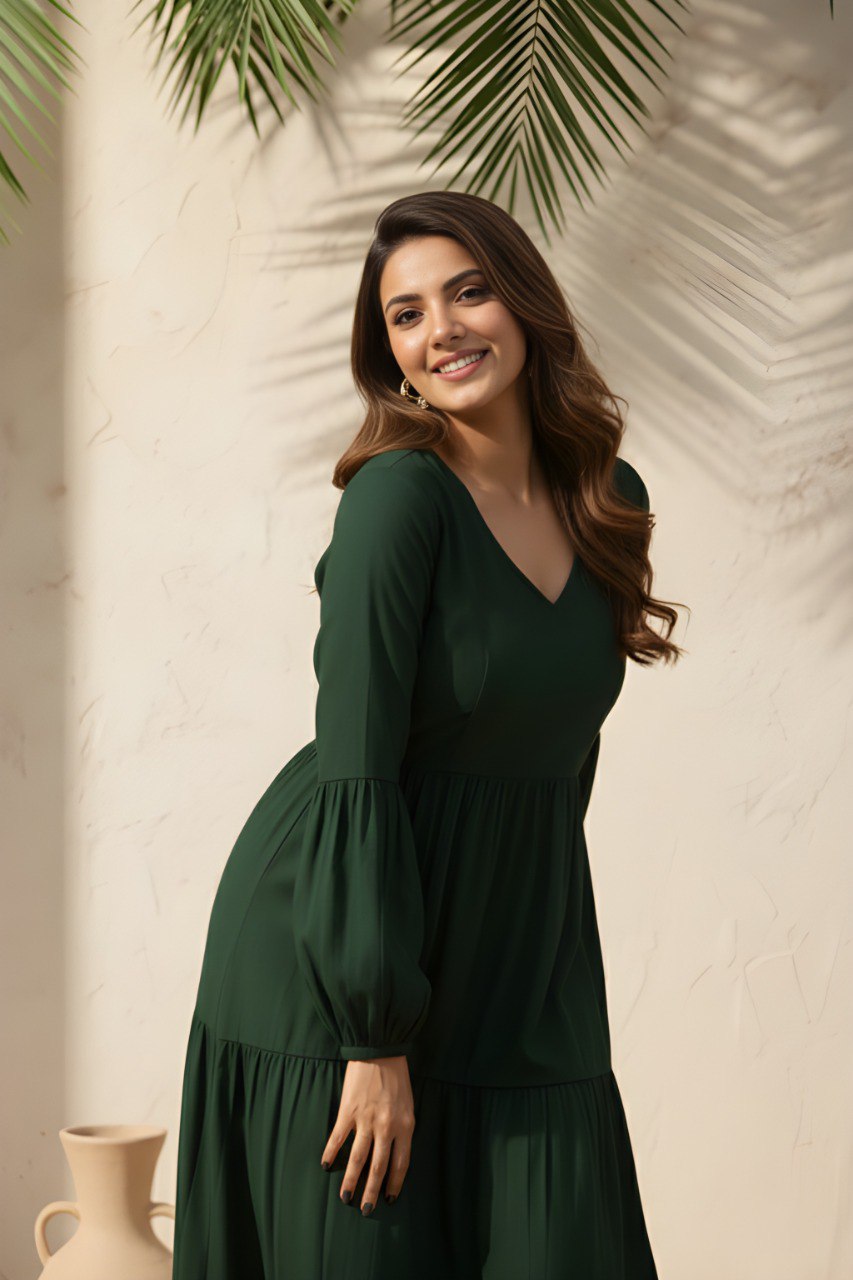 Fancy Green Delta silk flare dress