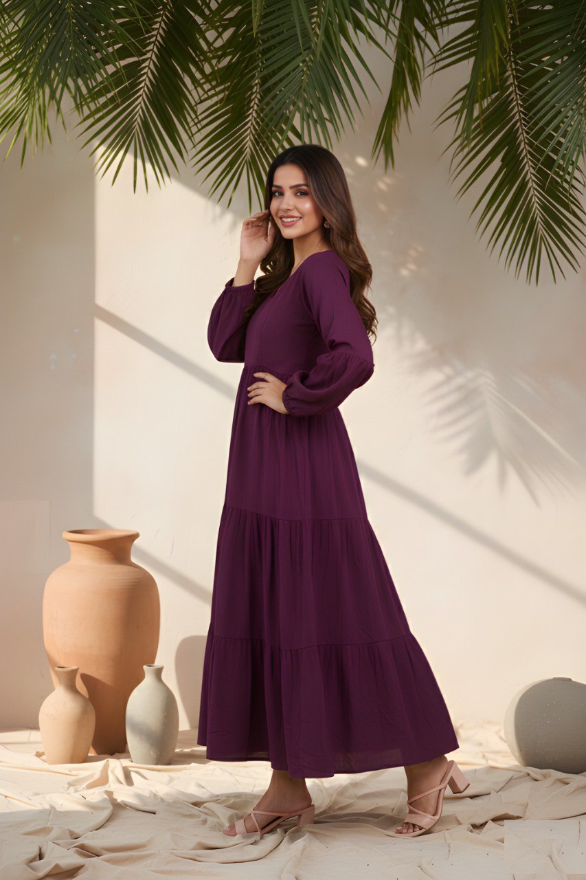 Fancy Purple Delta silk flare dress