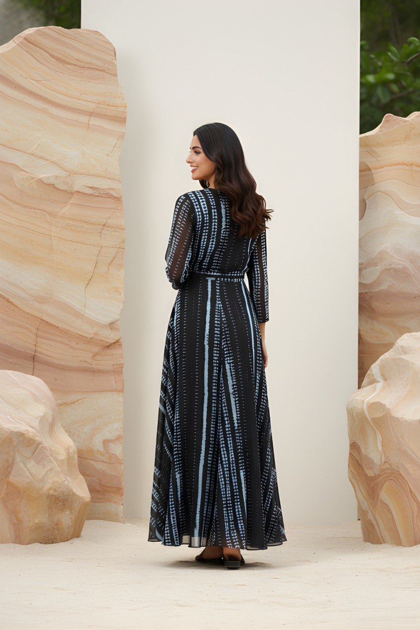 Fancy Georgette  chain printed long dress