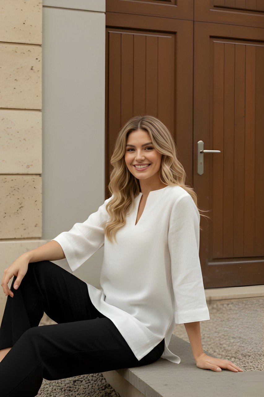 Woman Classic White fancy top