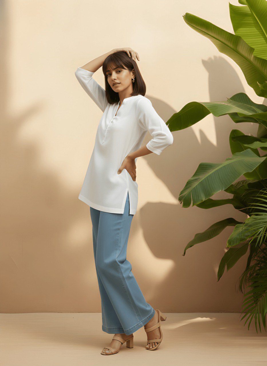 Woman Classic White fancy top & Tunic