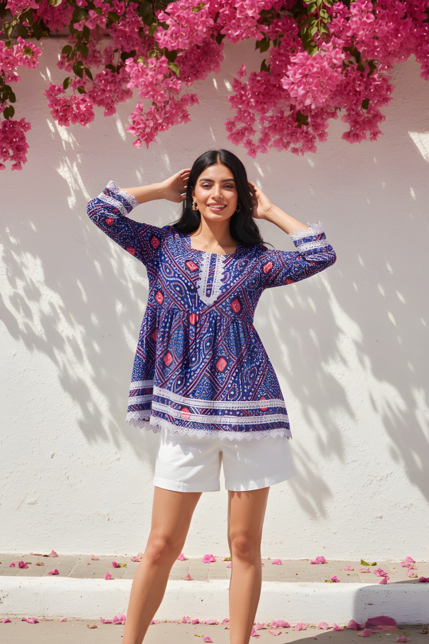 Digital Printed Delta Silk Fancy Tunic