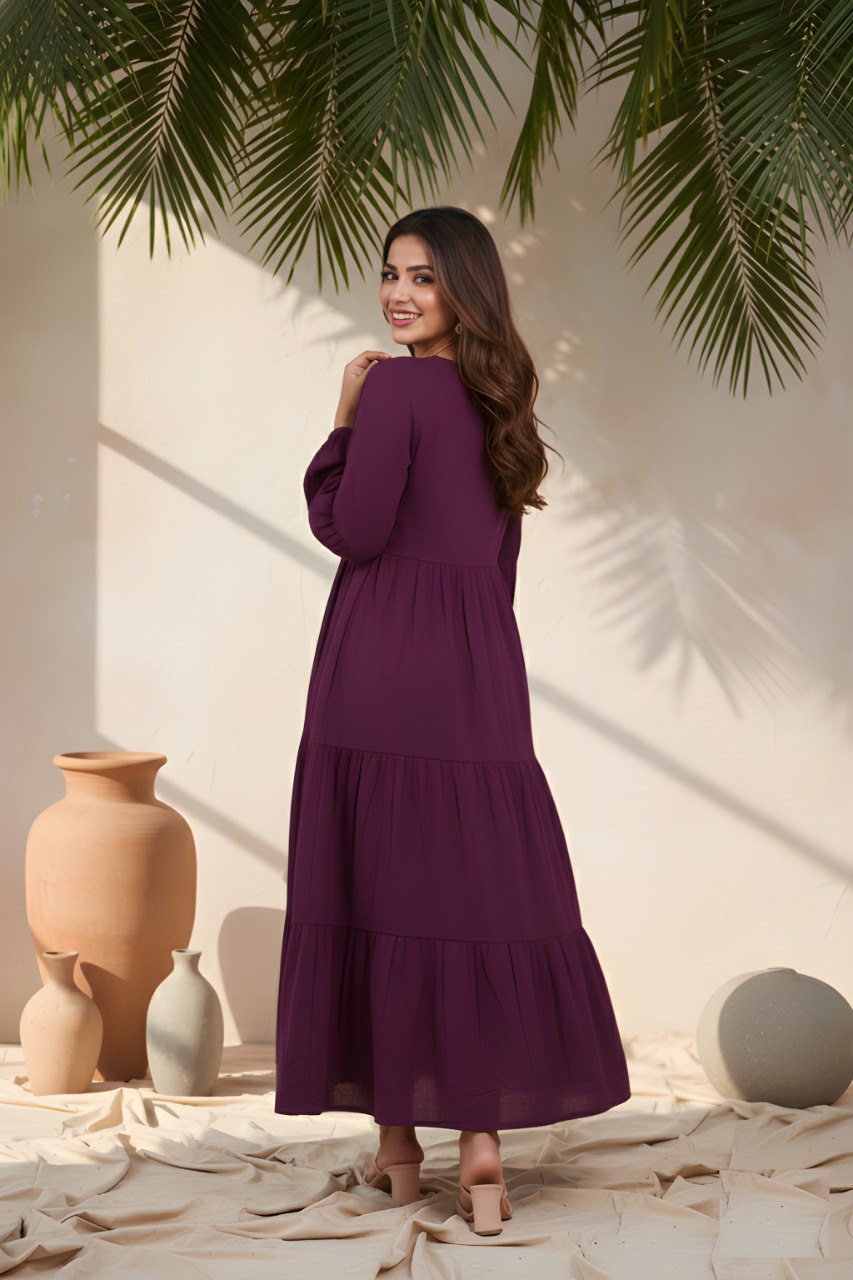 Fancy Purple Delta silk flare dress