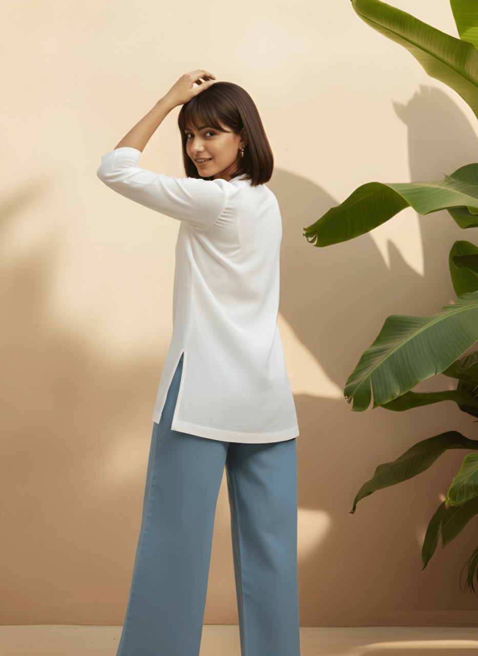 Woman Classic White fancy top & Tunic