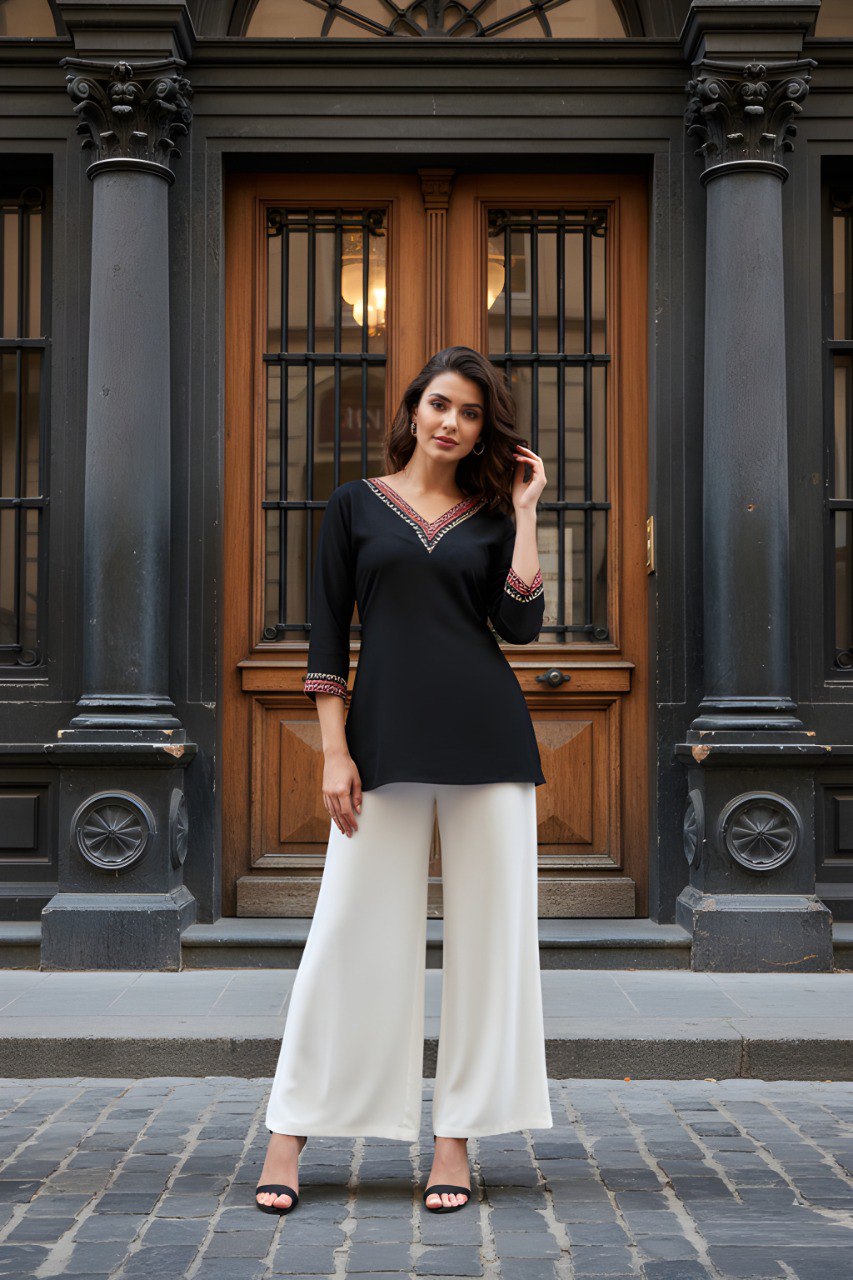 Casual Girls Black V-Neck Tunic Top