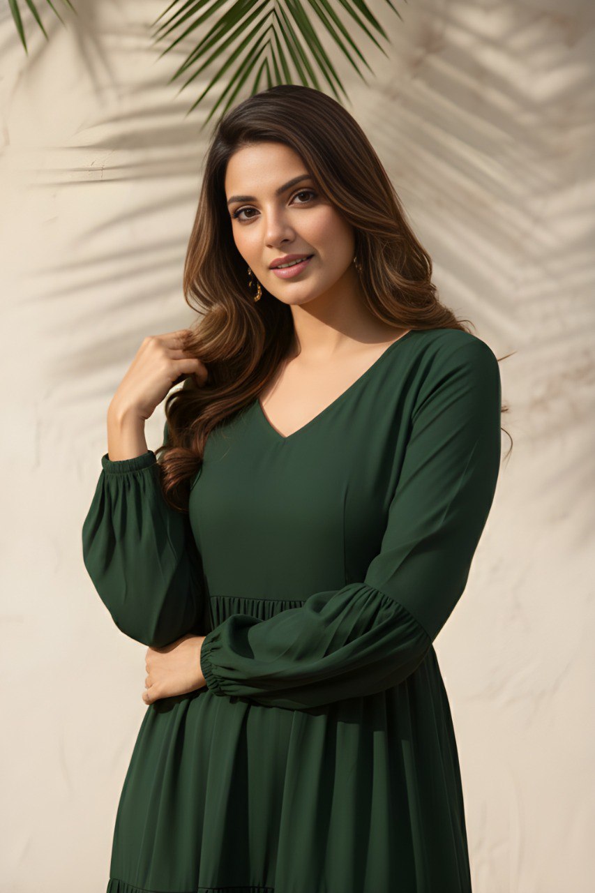 Fancy Green Delta silk flare dress