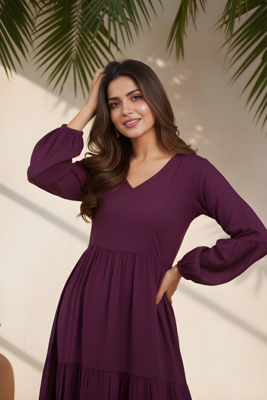 Fancy Purple Delta silk flare dress