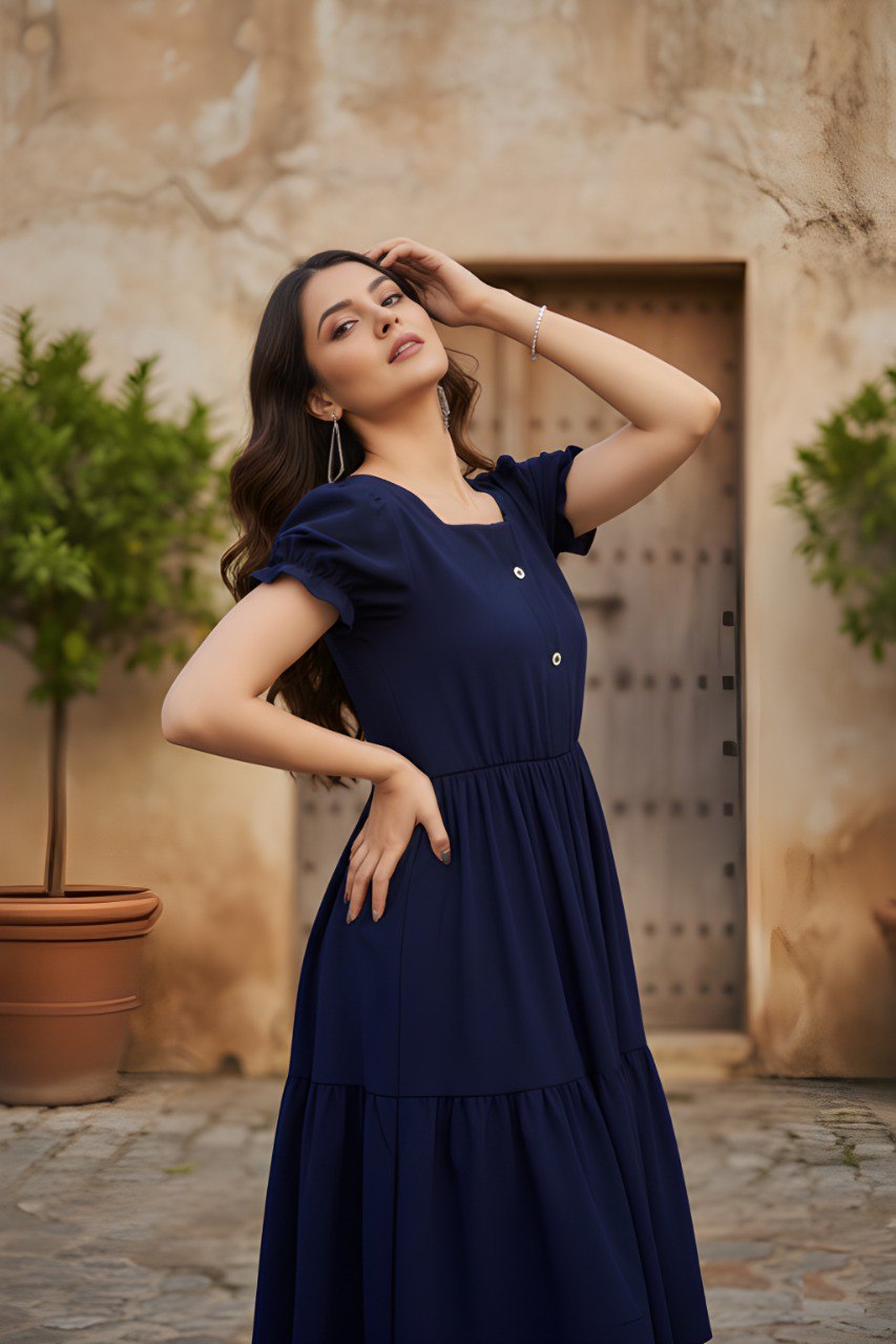 Woman Blue Fit and Flare dress
