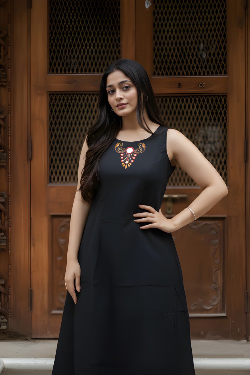 Black soft Cotton Solid Kurta Palazzo set