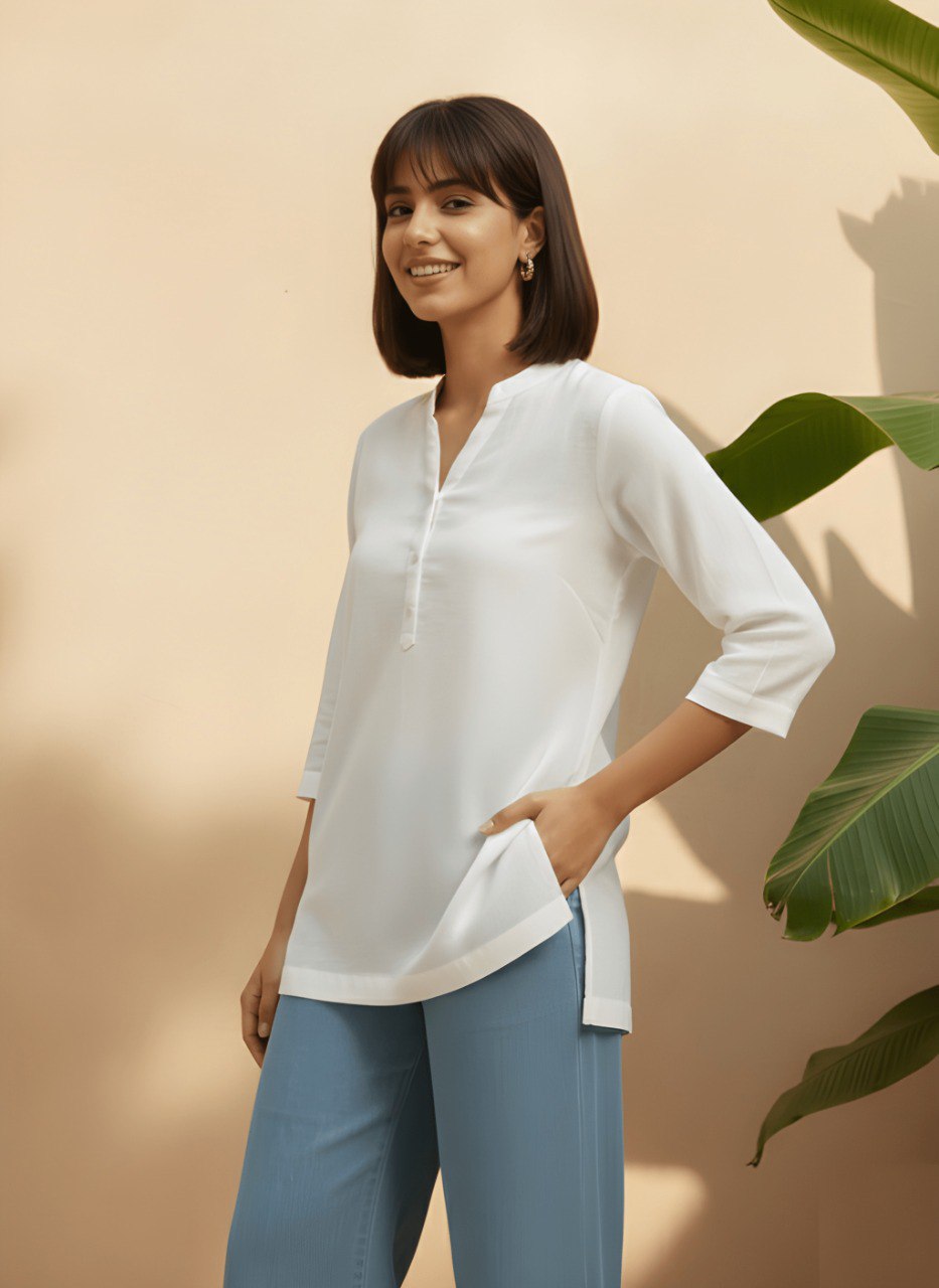 Woman Classic White fancy top & Tunic