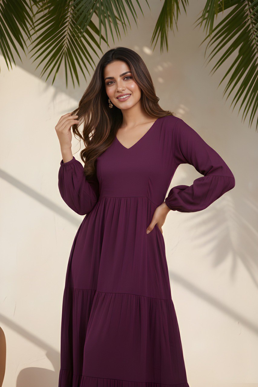 Fancy Purple Delta silk flare dress