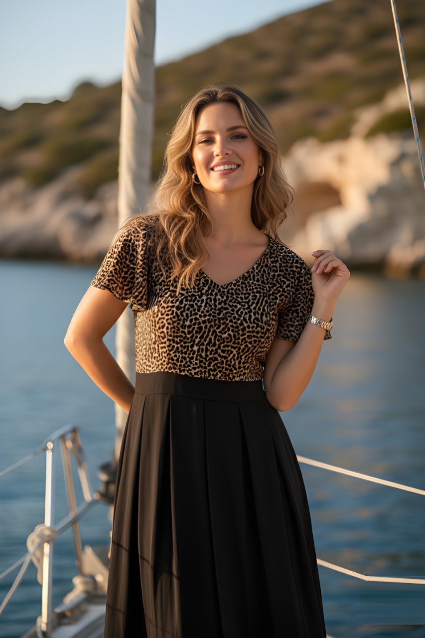 Woman Black Animal Print Fancy dress