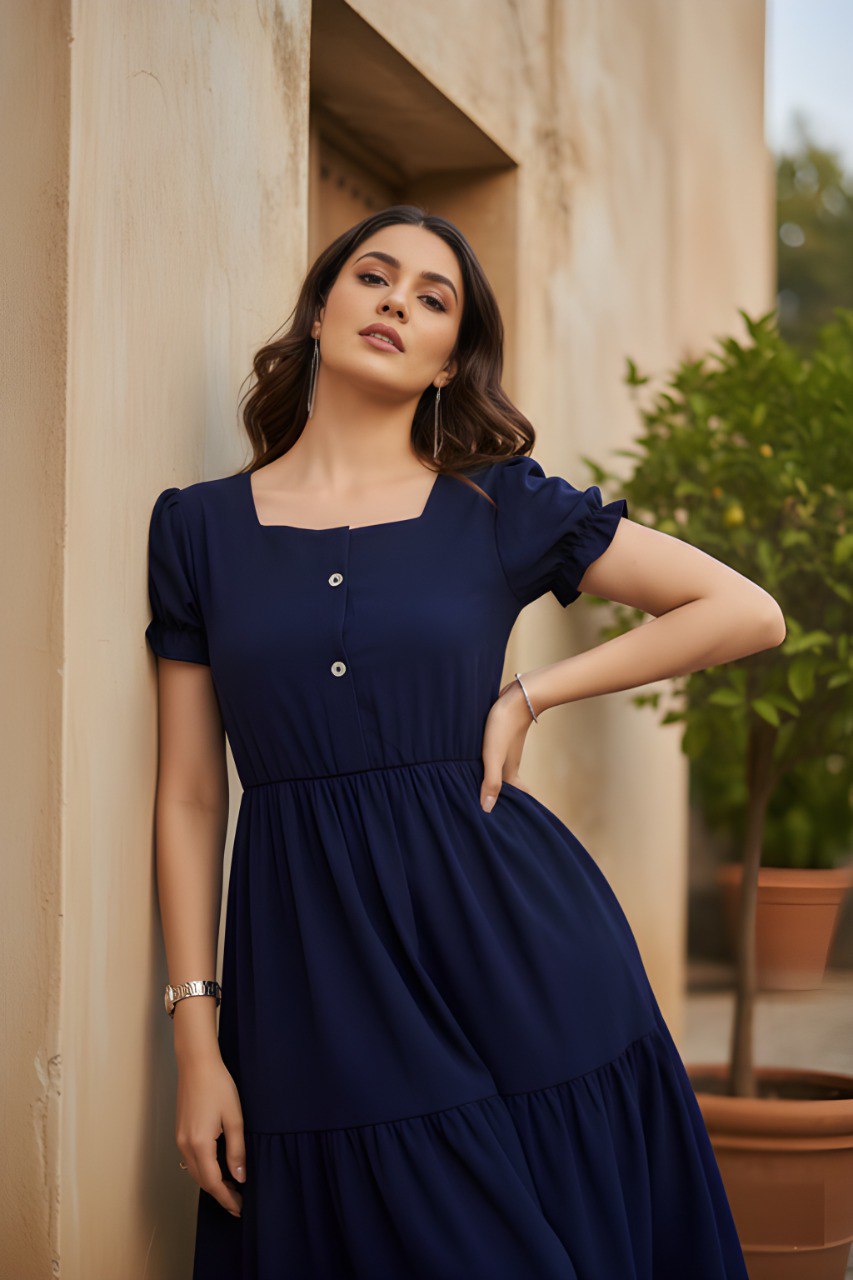 Woman Blue Fit and Flare dress