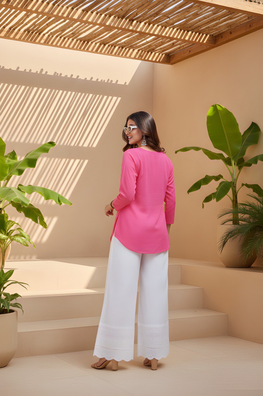 Woman Stylish Pink Cotton short tunic & kurti