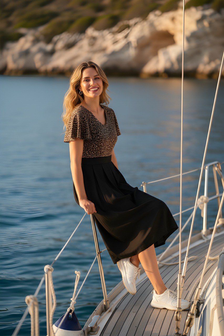 Woman Black Animal Print Fancy dress