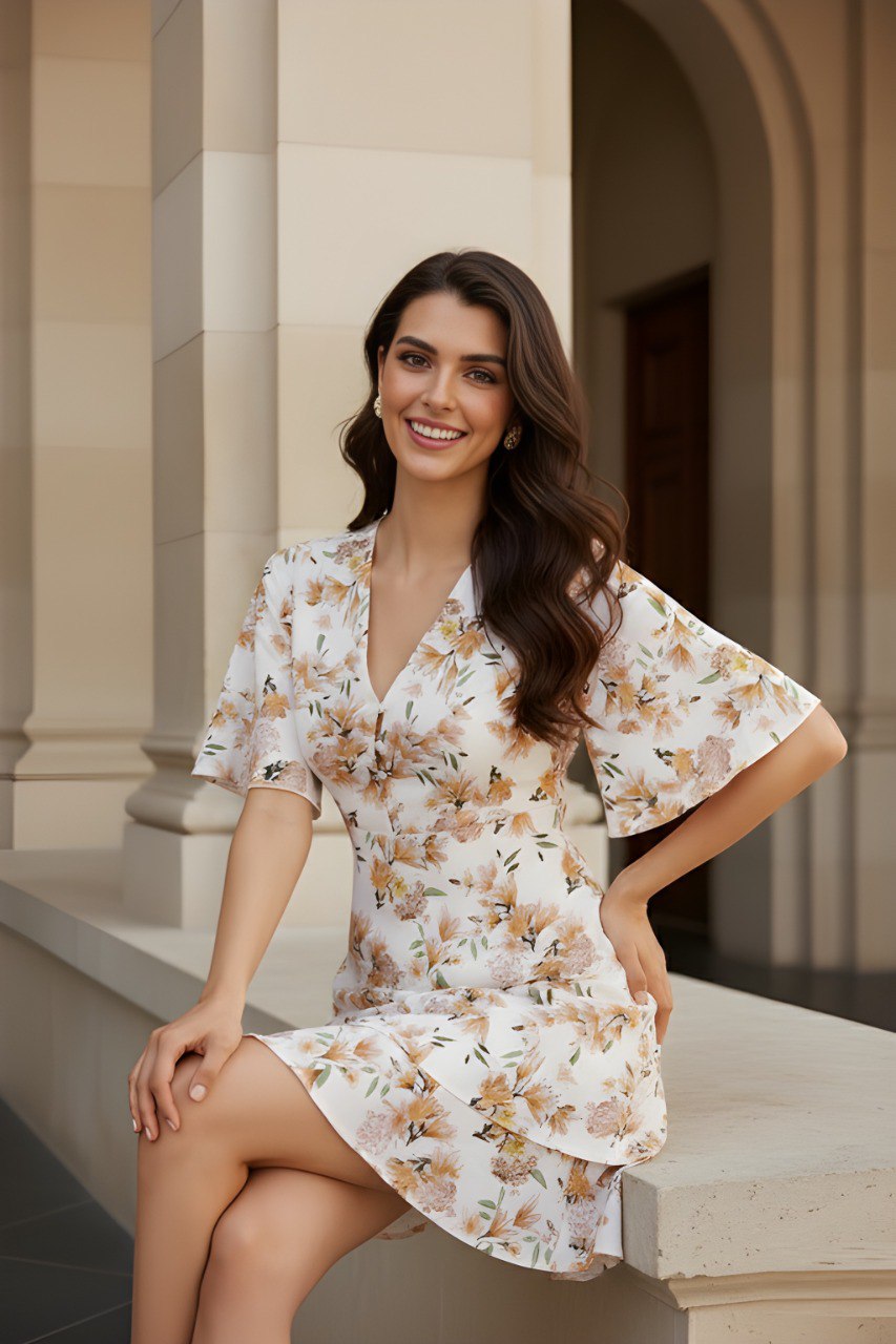 Woman white Floral Printed TOP