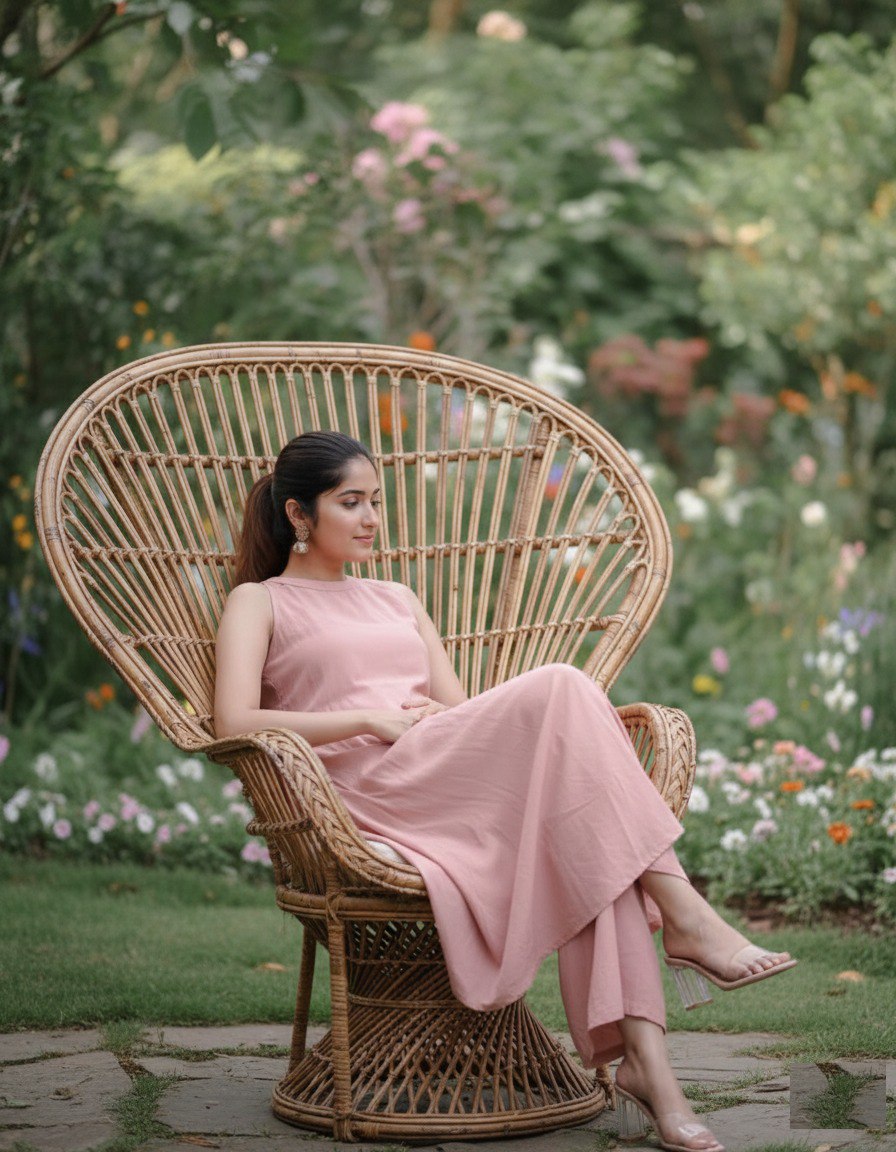 Peach soft Cotton Solid Kurta Palazzo set