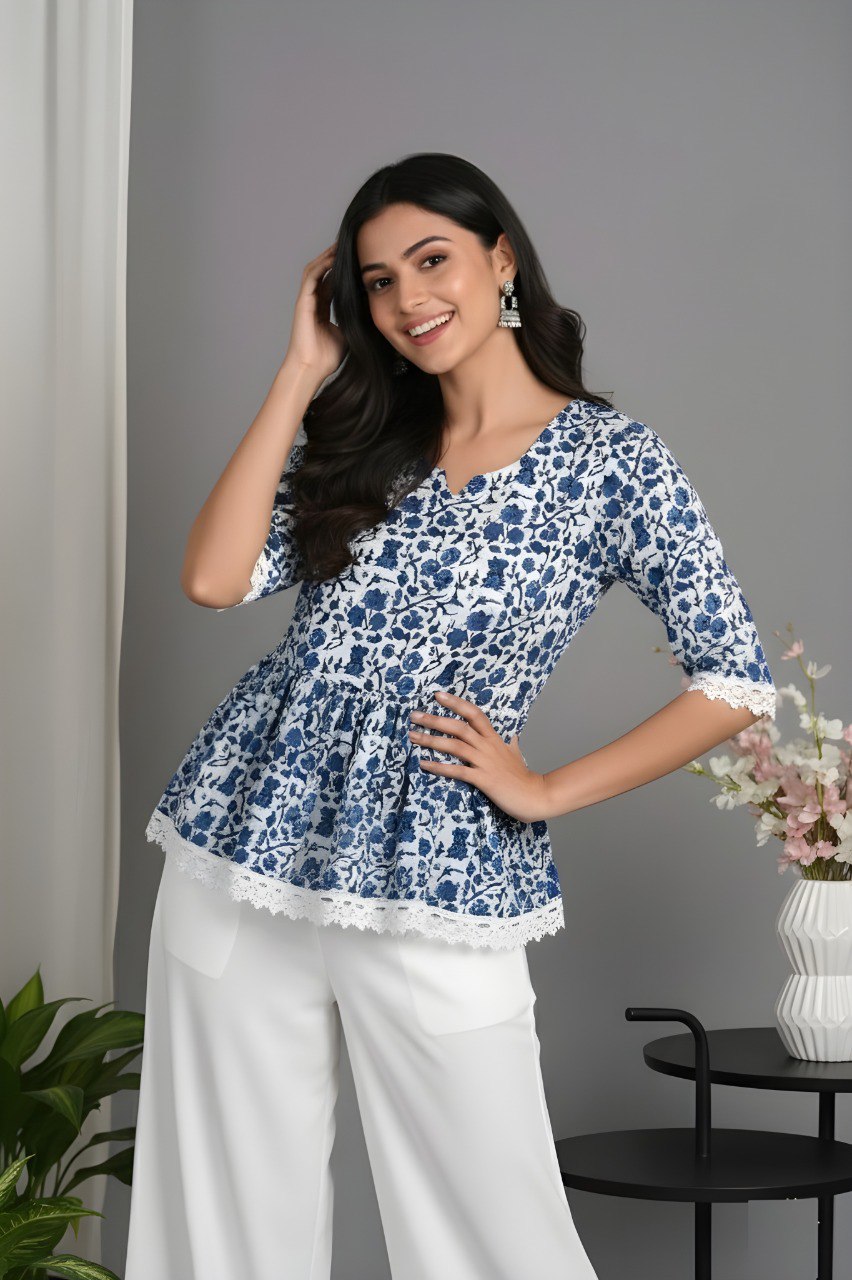 Woman fancy Cotton Printed top