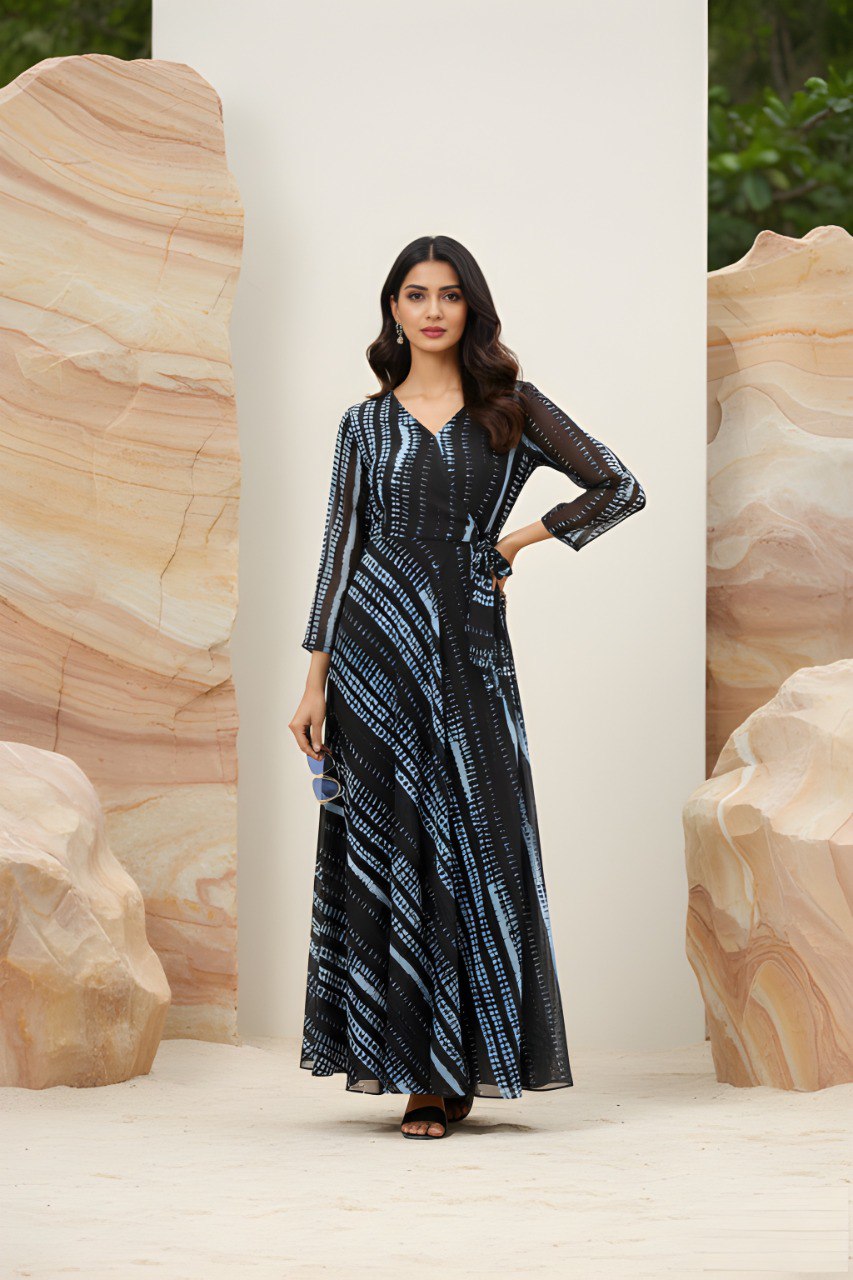 Fancy Georgette  chain printed long dress