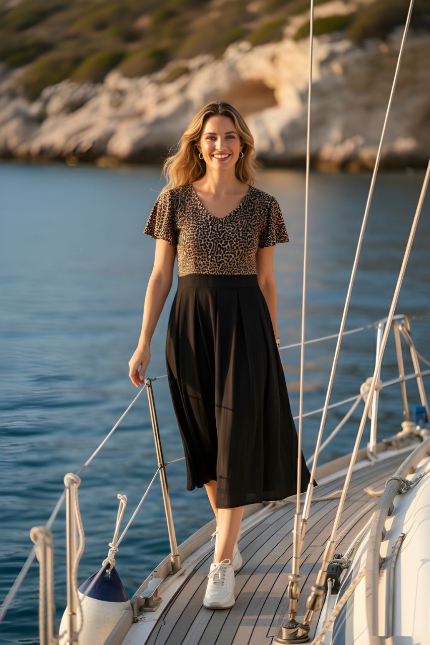 Woman Black Animal Print Fancy dress