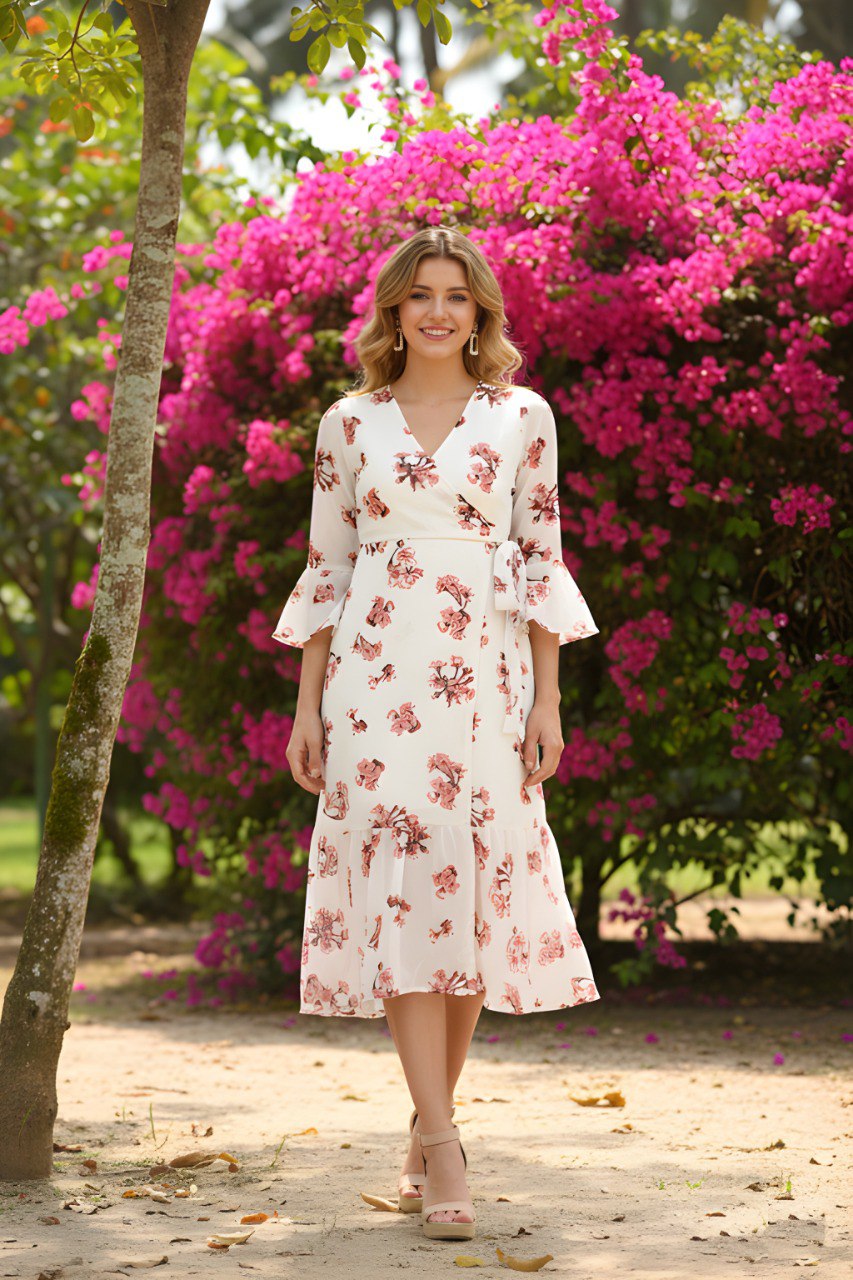 Fancy White floral Printed dress